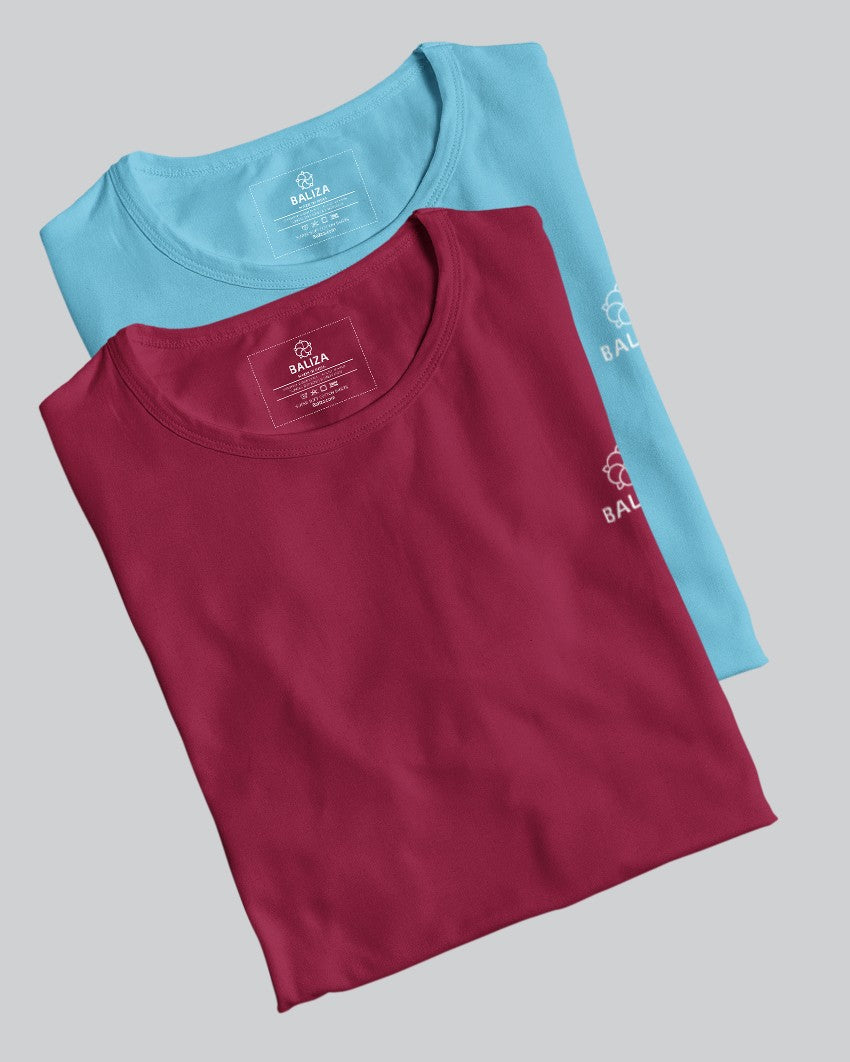 Pack of 2 T-Shirt [ Red Wine & Combination]