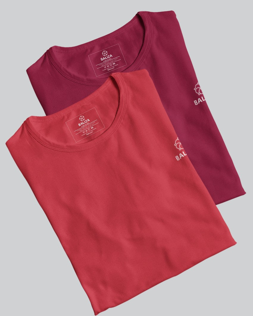 Pack of 2 T-Shirt [ Red Wine & Combination]