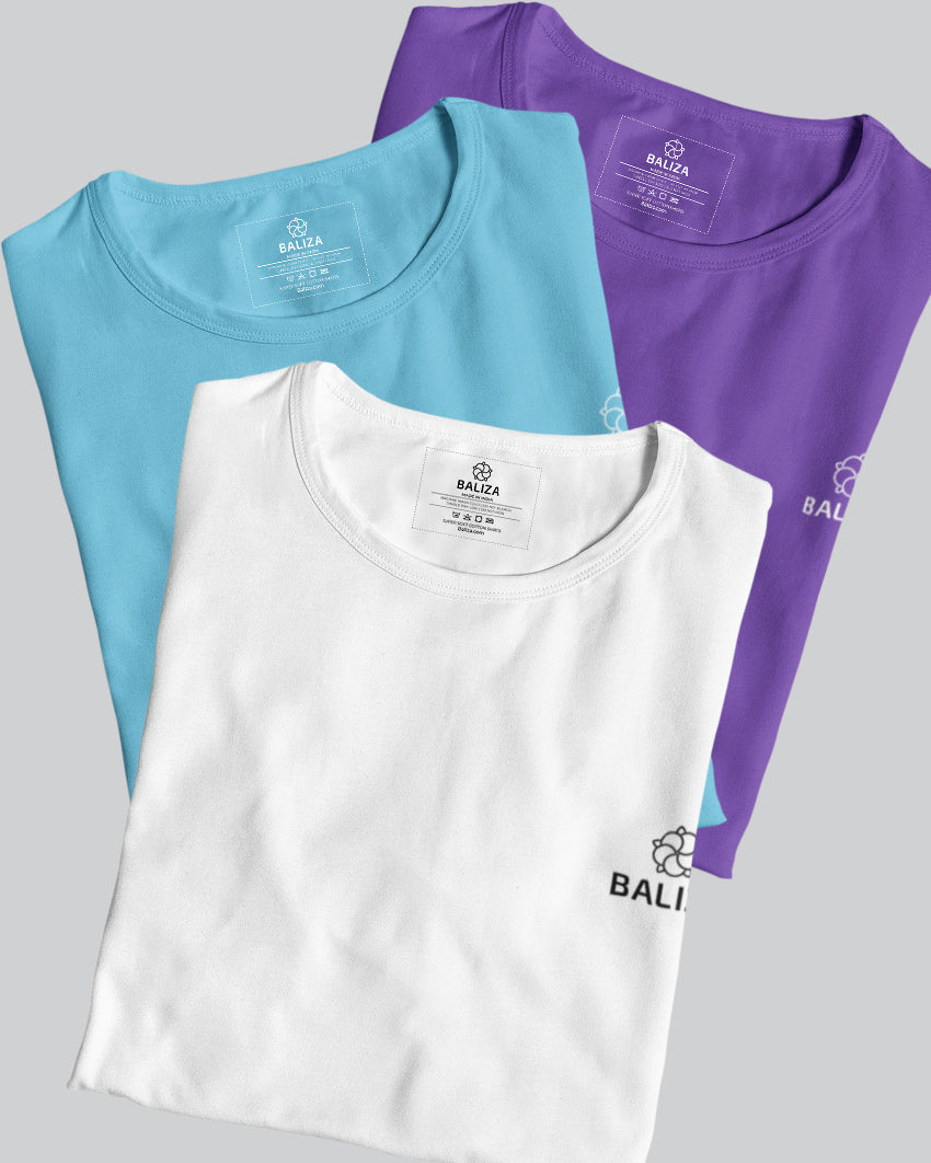 Pack of 3 T-Shirt [ White & Combination]