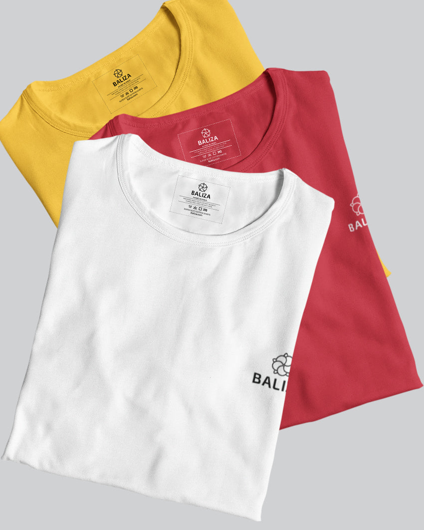 Pack of 3 T-Shirt [ White & Combination]